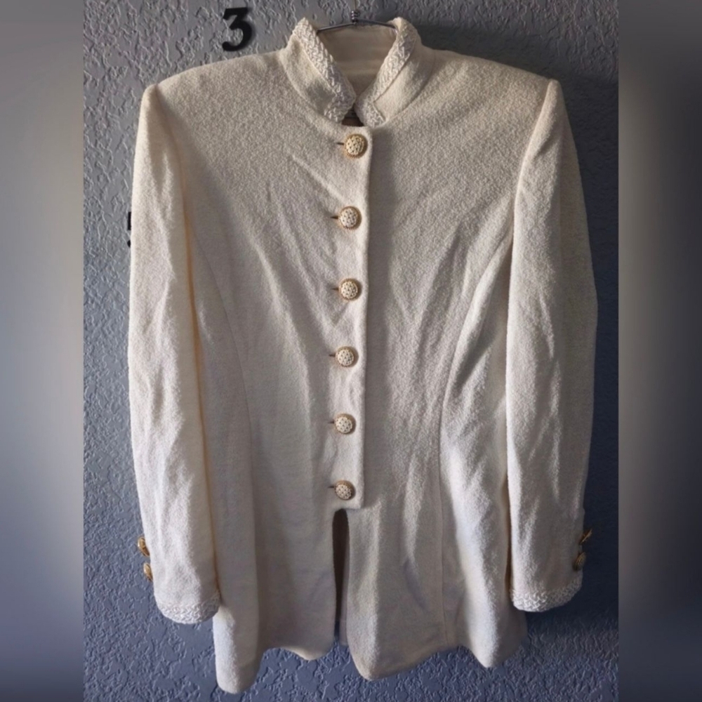 St. John Ivory Blazer with Gold Accents